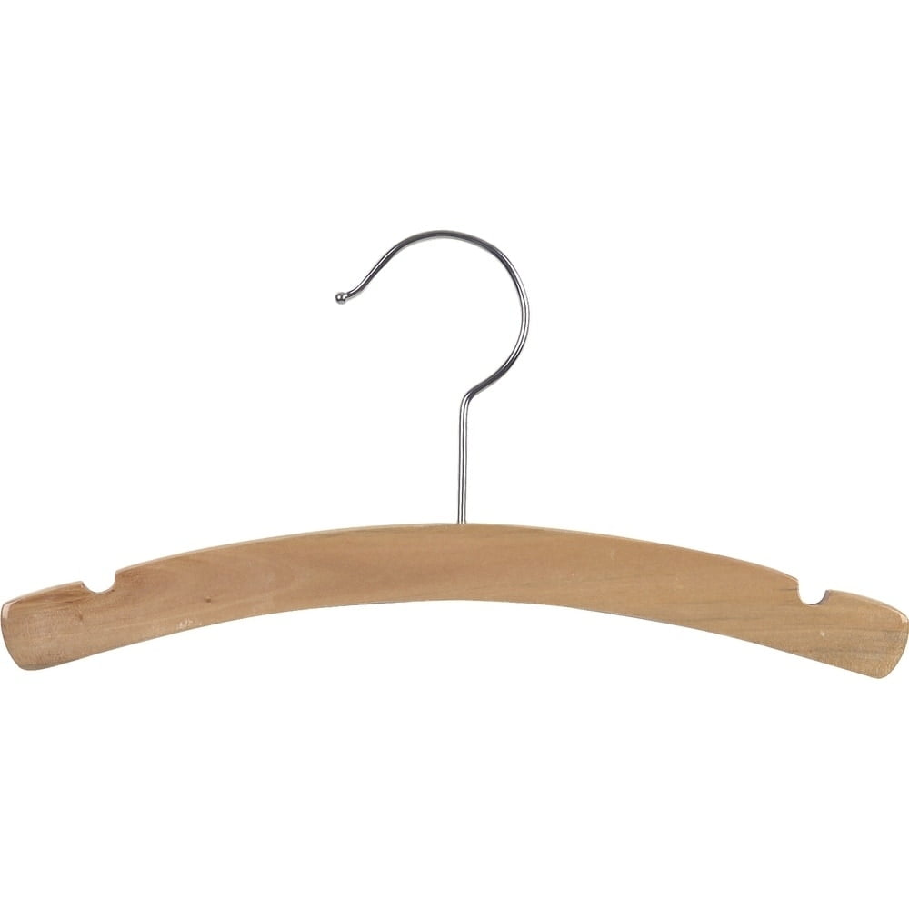 Low Profile 17 Inch Flat Swivel Hook /& Notches for Hanging Straps The Great American Hanger Company Arched Wooden Top Natural Finish with Chrome Hardware Clothes Hanger Set of 25