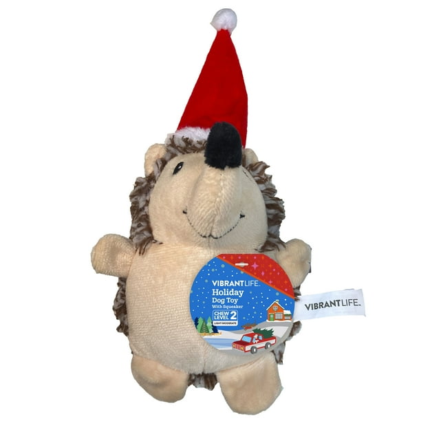 Vibrant Life Holiday Hedgehog Dog Toy with Squeaker for Light to