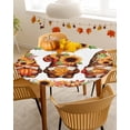 thumbnail image 4 of Round Fitted Tablecloths Fall Thanksgiving Pumpkin Sunflower Dwarf Waterproof Table Cover for Kitchen Dining Party Decor Orange Maple Leaf,55"-60", 4 of 6