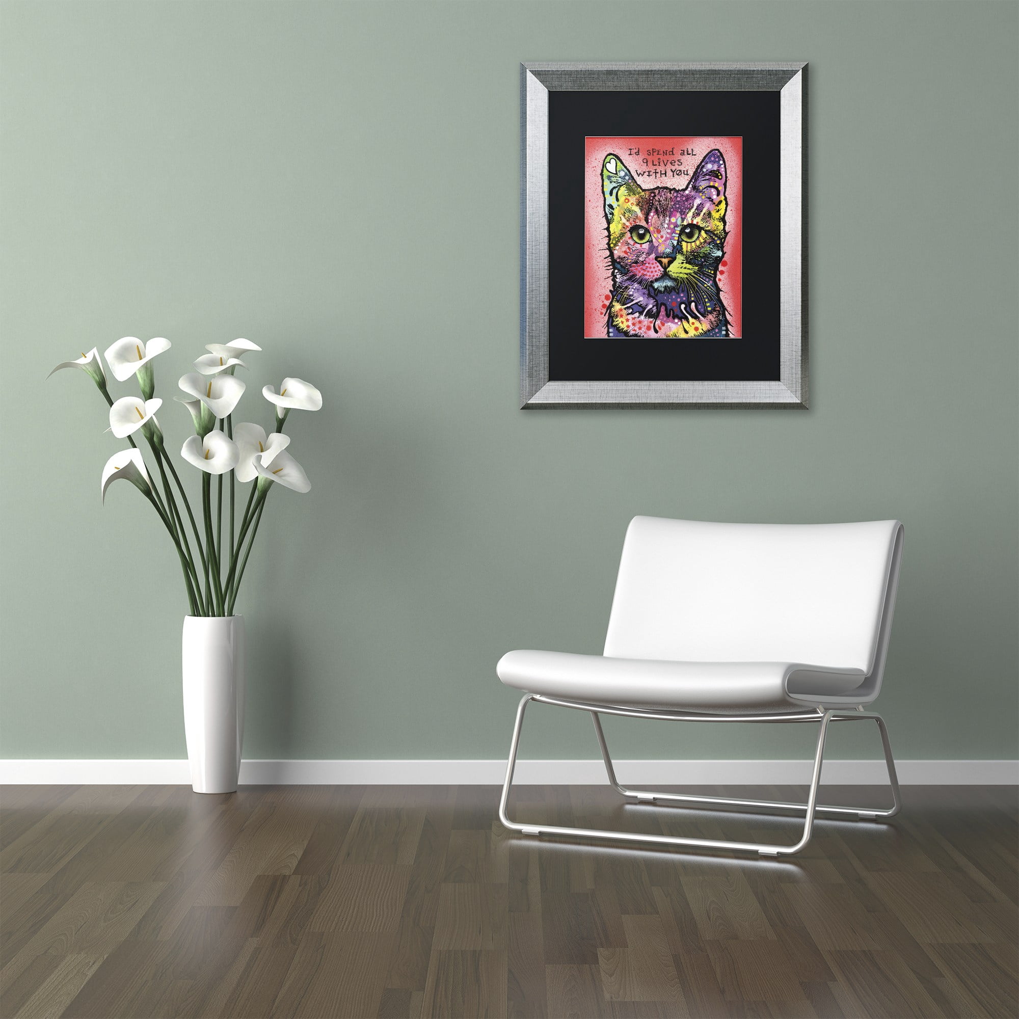 Trademark Fine Art '9 Lives' Canvas Art by Dean Russo, Black Matte, Silver Frame