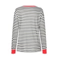 thumbnail image 5 of Karoyedx Women Casual Shirts Striped t Shirts for Women Long Sleeve Tops Crew Neck Fitted Tees Casual Trendy Outfits Grey Size,S, 5 of 8