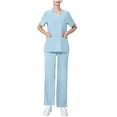 thumbnail image 2 of BADHUB Scrub Sets for Women Cleareance Short Sleeve Scrubs Top with Classic V-Neck & Cargo Pants Solid Color Nursing Uniform Scrub Set with Pockets Holiday Deals, 2 of 5