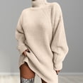 thumbnail image 3 of Suéter de cuello medio alto para mujer suéter suave minivestido jersey ropa informal para mujer, 3 of 8