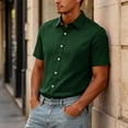 thumbnail image 6 of Delconic Mens Short Sleeve Button Down Shirt Casual Camp Collar Summer Loose Fit Lightweight Daily Wear Open Front Top Green S, 6 of 6
