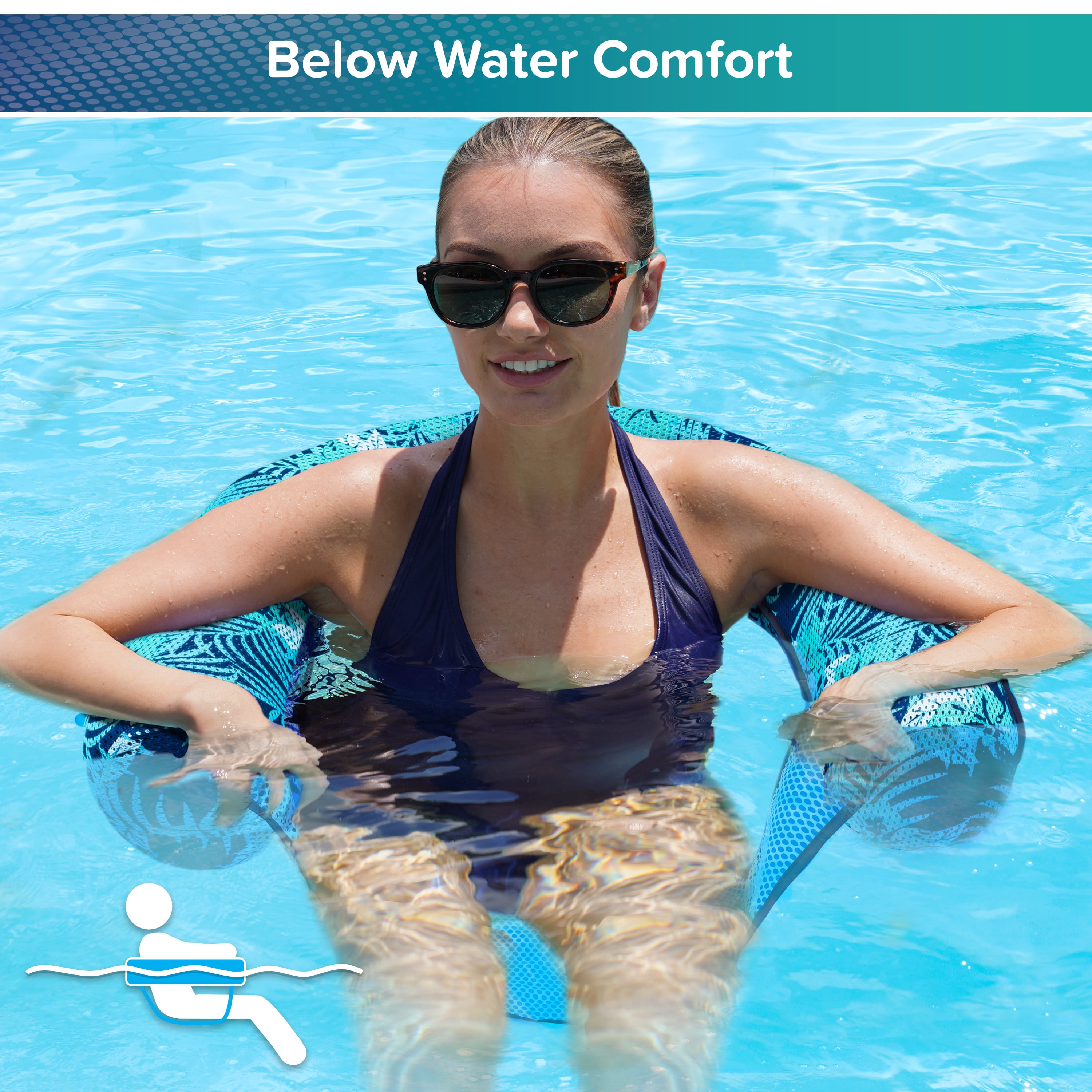 (2 pack) Aqua-Leisure Luxury Noodle Pool Chair, with Soft Cool Weave Mesh Fabric