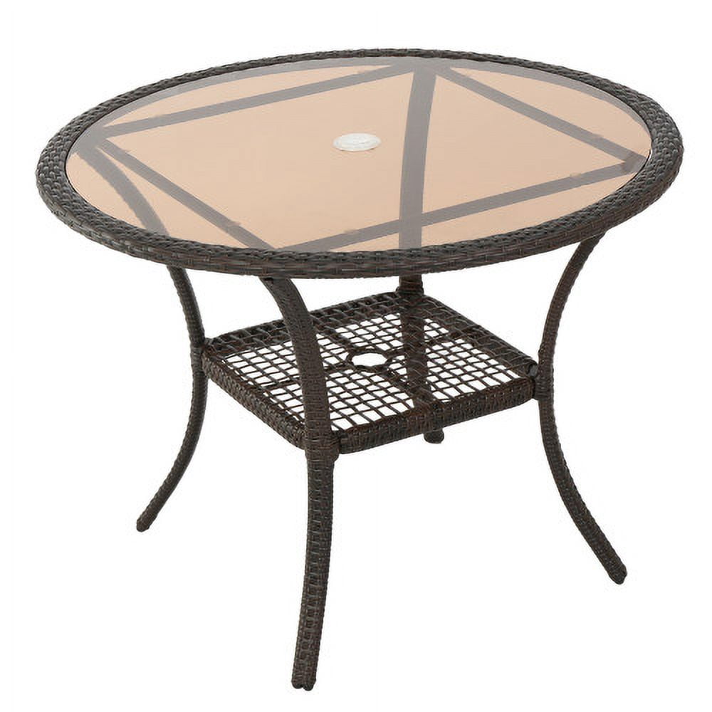 Resin Table, Outdoor Woven Rattan Patio Table for Garden Deck, Brown
