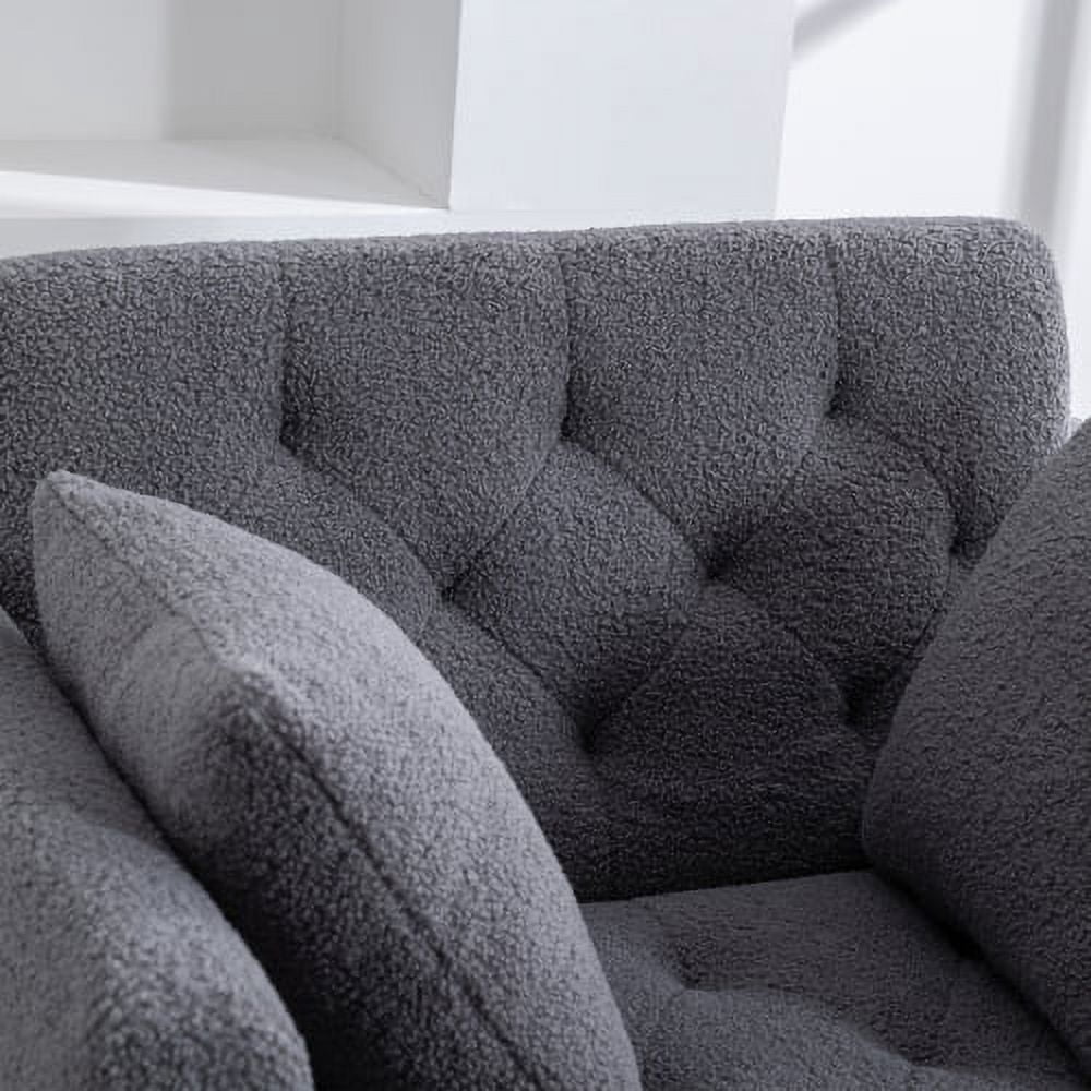 BSHTI 36.61'' Wide Modern Accent Chair With 3 Positions Adjustable Backrest, Tufted Chaise Lounge Chair, Single Recliner Armchair With Ottoman And Gold Legs For Living Room, Bedroom (Gray)