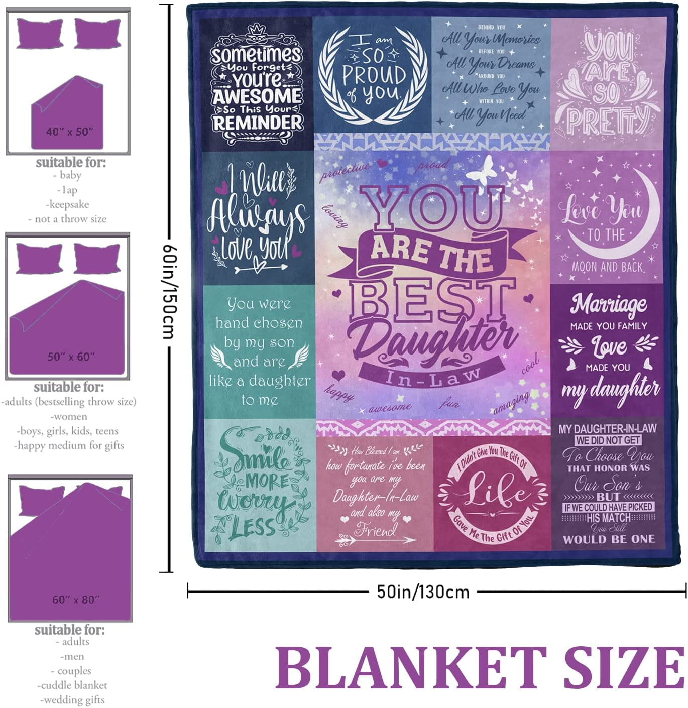 Daughter-in-Law Gifts Blanket, Daughter-in-Law Birthday Gifts, Gifts for Daughter-in-Law, Daughter-in-Law Gifts from Mother-in-Law, Best Birthday Gifts for Future Daughter-in-Law Throw Blanket 50"x60"