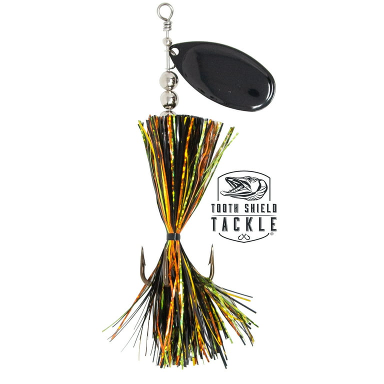 Tooth Shield Tackle The Baby Chubby Musky Bucktail Muskie Pike #6 French Blade Inline Spinner Musky Lures Baits Tackle (Perch / Black)