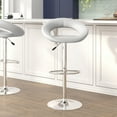thumbnail image 2 of Flash Furniture Brook Contemporary White Vinyl Rounded Orbit-Style Back Adjustable Height Barstool with Chrome Base, 2 of 14