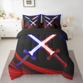 thumbnail image 2 of Homewish Cartoon Lightsaber Bedding Comforter Set 7pcs for Kids, Red Blue Lines Abstract King Bedding Sets, Game Lover Reversible Bed Sheets, Ultra Soft Bedroom Decor, 2 of 7