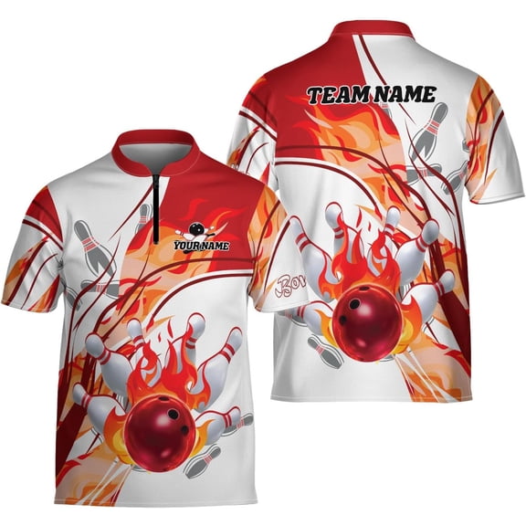 Mostprints Personalized Bowling Jersey 3D, Bowling Shirts for Team, Bowling Shirt Unisex for Men Women, Bowling Shirts for Men (Red, S)