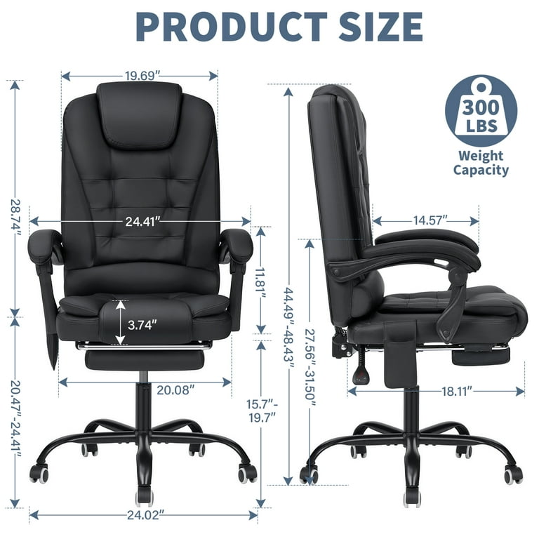 Hoffree Big and Tall Office Chair 500lb Computer Desk Chair Heavy Duty  Design Ergonomic High Back Cushion Lumbar Back Support Adjustable Executive  Leather Office Chair for Heavy People,Black 