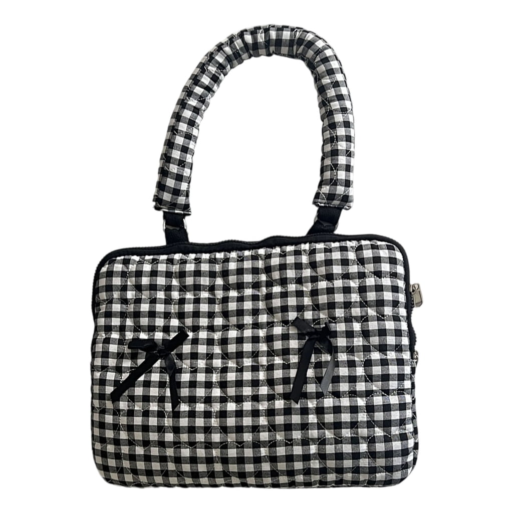 Computer Case Cloth Laptop Bag with Bows Design For Pad Tablets Travel Storage Case Checkered Shoulder Bag