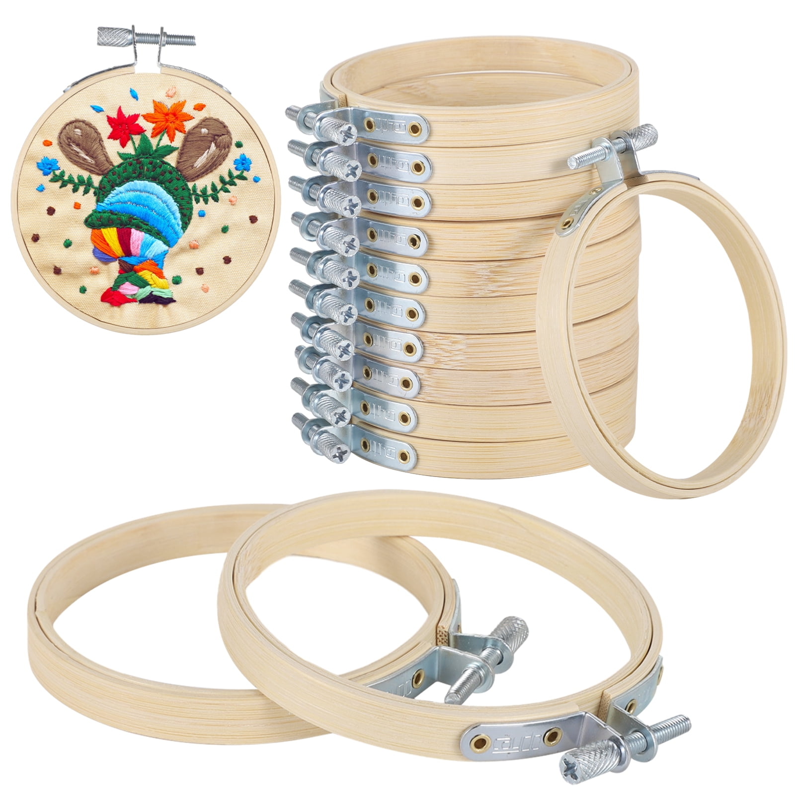 36 Pcs Small Embroidery Hoops, 3 Inches Adjustable Wooden Craft Hoops with Brass Screws, Small Cross Stitch Hoop Rings for Embroidery, Quilting, and Crafts