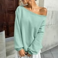 thumbnail image 3 of Womens Off Shoulder Sweatshirt Oversized Drop Shoulder Long Sleeve Fleece Pullover Top Fall Soft Outfits, 3 of 6
