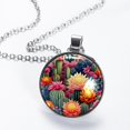 thumbnail image 2 of Cactus Glass Circular Pendant Necklace - Sparkling Jewelry for Women, 2 of 5