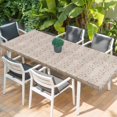 thumbnail image 2 of Beige Pink Floral Table Cloths for 8 Foot Rectangle Tables, Spring Flowers Patio Waterproof Elastic Fitted Tablecloths, Washable Rectangular Table Cover for Camping, 2 of 8
