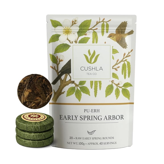 Early Spring Arbor Raw Pu-Erh Tea – Premium Sheng Pu’er Rounds from Early Harvest Leaves | Bright, Floral, Complex Chinese Raw Puerh | 20 Compressed Tea Rounds