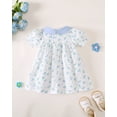 thumbnail image 4 of 6 Months Baby Girls Dress 12 Months Girls Short Sleeve Dress Peter-Pan Collar Bubble Sleeve Infant Girls Summer Floral Dress White, 4 of 9