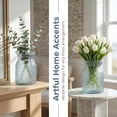 thumbnail image 3 of Unique Bargains Modern Geometric Wide Mouth Glass Flower Vase Smoky Gray 4.5"x4.5"x6.3", 3 of 5