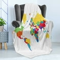 thumbnail image 4 of World Map Soft Flannel Fleece Throw Blanket, Colorful Detailed Continents Design Countries and Oceans Cartoon Illustration, Cozy Plush for Indoor and Outdoor Use, 50" x 60", Multicolor, by Ambesonne, 4 of 5