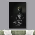 thumbnail image 3 of wall26 Canvas Print Wall Art Black Obsidian Buddhism Buddha Statue Gold Hair Cultural Religious Photography Realism Decorative Yoga Multicolor Relax/Calm for Living Room, Bedroom, Office - 16"x2, 3 of 5