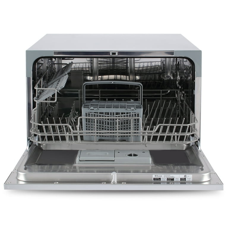 DELLA Countertop Compact Dishwasher Machine w 6 Wash Cycles Silver