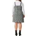 thumbnail image 3 of Plus Size Suspender Dresses for Women High Waist Tweed Single-Breasted Overall Dress 1X Black, 3 of 6