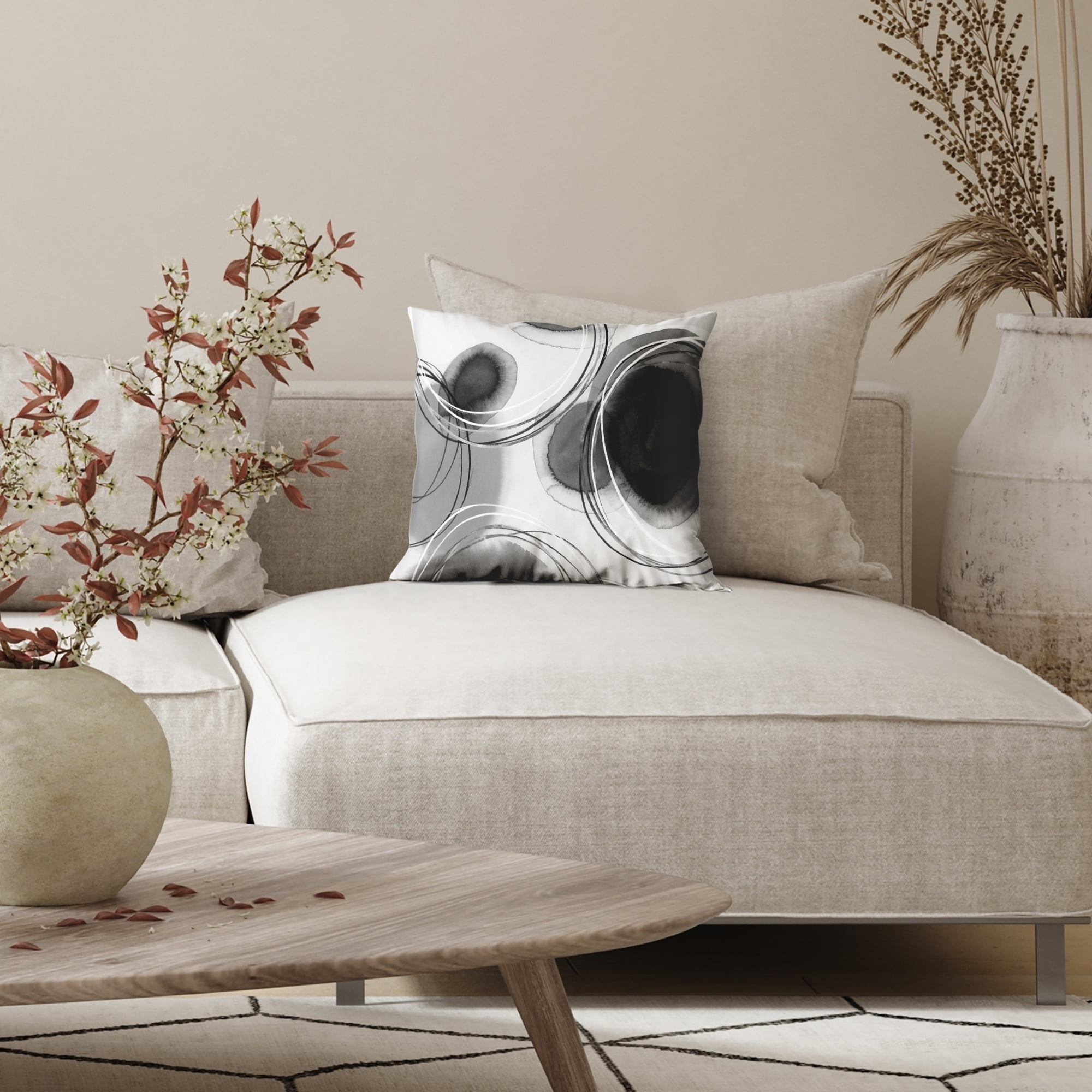 Americanflat 20"x20" Abstract Throw Pillow with Premium Polyester - Black and White