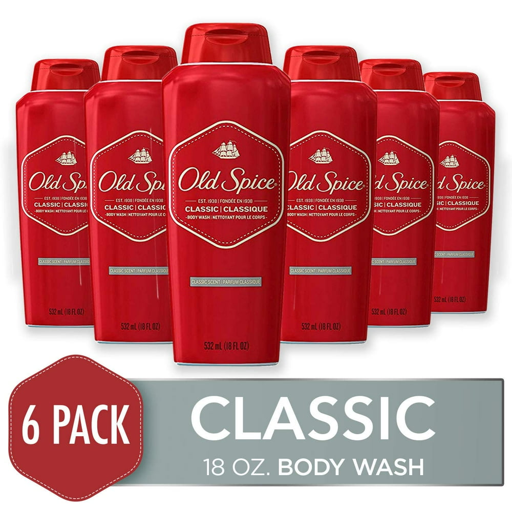 Old Spice Body Wash for Men, Classic Scent, 18 Fl Oz (Pack of 6