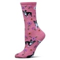 thumbnail image 5 of MeMoi French Bulldog and Roses Bamboo Blend Crew Novelty Socks - Womens - Female, 9-11, Black, 5 of 9