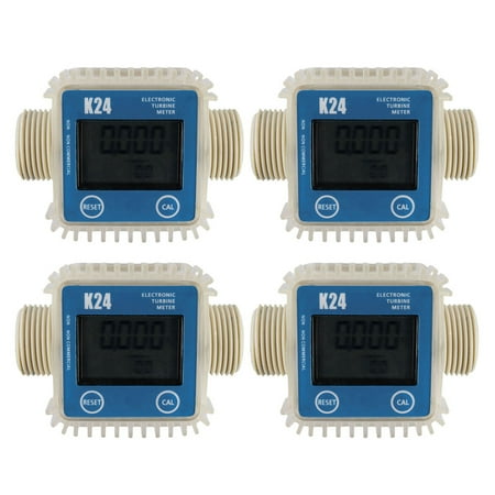 

4 Pcs K24 Lcd Turbine Digital Fuel Flow Meter Widely Used for Chemicals Water