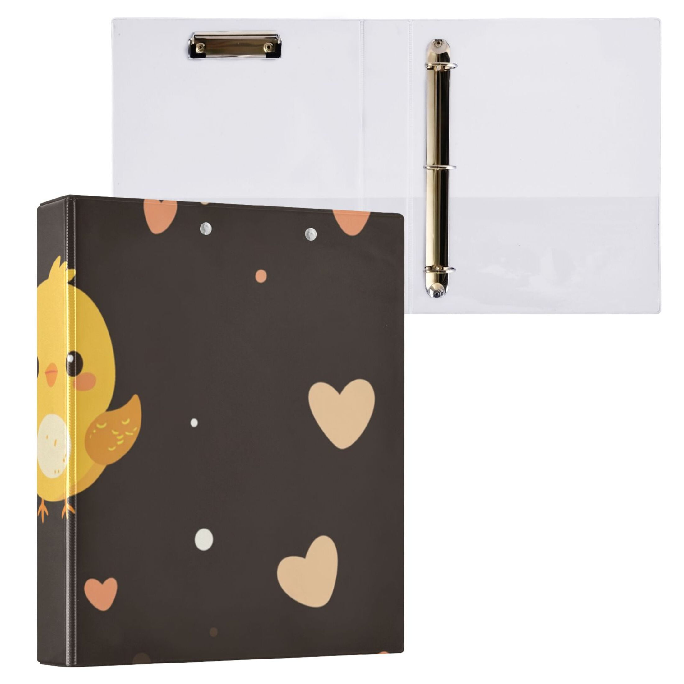 Baby Chicks 3 Ring Binders 1.5 inch Hardcover File Folders with Interior Pockets A4 Size Organizer for School Office Hospital