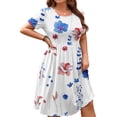 thumbnail image 3 of WellSize Summer Plus Size Dresses for Women Short Sleeve A-Line Midi Dresses Casual Floral Print Beach Dress with Pockets, 3 of 7