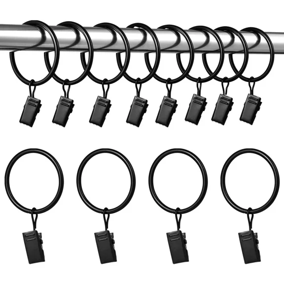 50 Pcs Curtain Shower Ring Clip Curtains Accessories Rings With Hooks
