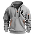thumbnail image 2 of Jinhomg Men's Spring Pullover Sweatshirt Big and Tall Comfy Quarter Zip Military Hoodie Casual Loose Graphic Long Sleeve Workout Tops with Pockets Winter Saving Gray S, 2 of 3