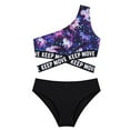thumbnail image 3 of YONGHS Kids Girls 2PCS Bikini Sets Swimsuit One Shoulder Floral Crop Top with Bottoms Swimwear Black Horse 12, 3 of 6