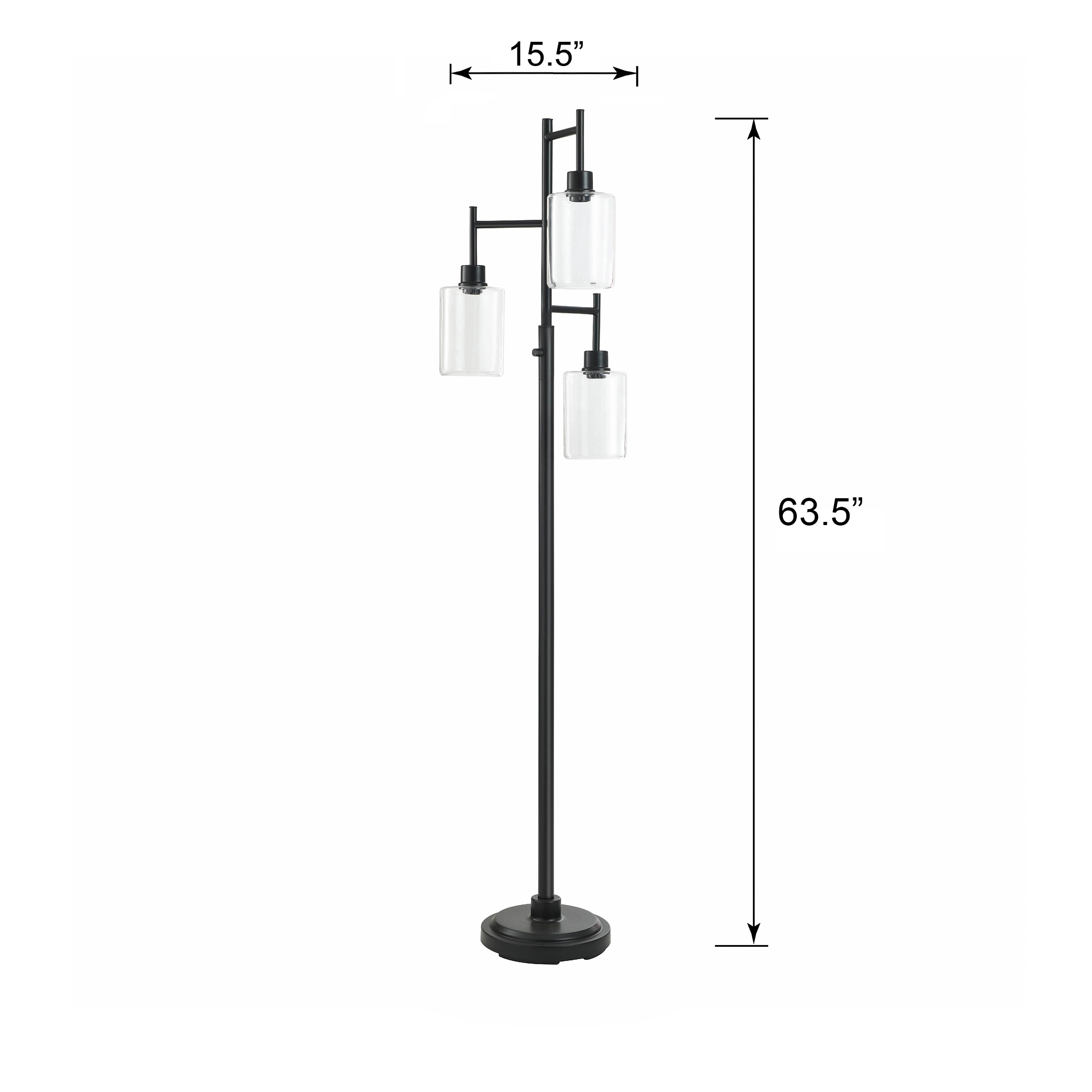 Better Homes & Gardens 3-Light Floor Lamp, Black Glass photo 3