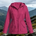 thumbnail image 5 of Outdoor Jackets for Women Plus Size Hooded Long Sleeve Solid Color Windproof Zip Up Casual Windbreaker with Pockets for Hiking Sport Camping Caving Running, 5 of 10