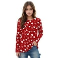 thumbnail image 2 of Meichang Girls Valentine Shirts Long Sleeve Crew Neck Blouses Heart Print Holiday Tops, 2 of 8