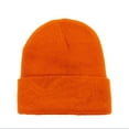 thumbnail image 1 of Ensemble de 3 Bonnets Longs Simples à Revers Skullies pour Hommes et Femmes (Orange), 1 of 2