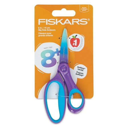 Fiskars Big Kids SoftGrip Ombre Scissors - Purple and Turquoise (6pack)