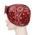 thumbnail image 5 of Yigetop Head Wraps for Women, Women Bowknot Muslim Ruffle Cancer Chemo Hat Beanie Beading Turban Head Wrap Cap Turbans for Women Wine One Size, 5 of 5