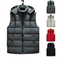 thumbnail image 4 of Men's Winter Loose Thick Down-Cotton Multi-pocket Hooded Vest, Black, Size L, 4 of 4