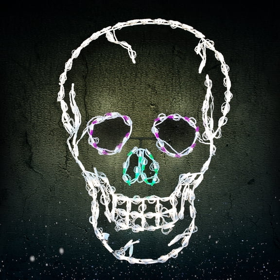 Halloween LED 37" Wire Framed Skull Decoration