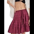 thumbnail image 1 of Falda Plisada de Cintura Alta con Volantes para Mujer, Falda de Tenis, Falda Pantalón Deportiva para Correr y Patinar. Vino Tinto L, 1 of 7