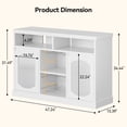 thumbnail image 2 of Coffee Bar Cabinet with Glass Doors and LED Lights, Wine Cabinet with Adjustable Shelves and Racks, Sideboard Buffet Storage for Kitchen Dining Room, White, 2 of 9