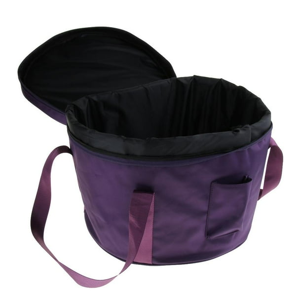 Estuche de transporte para cuenco tibetano hecho a mano, bolsa de almacenamiento con asa, morado oscuro 14 pulgadas