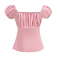 thumbnail image 6 of Women Rockabilly Pinup Peasant Top Off Shoulder Tight Shirt, 6 of 6